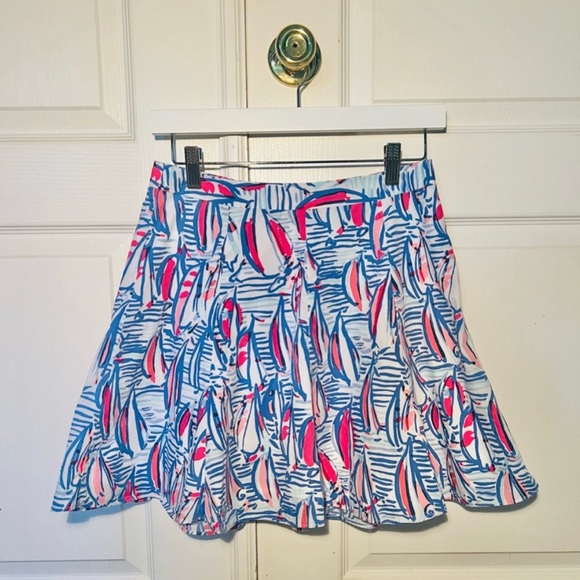 Lilly Pulitzer Ava Skirt, Size 2, Red Right Return print. Sailboats. - Picture 8 of 8